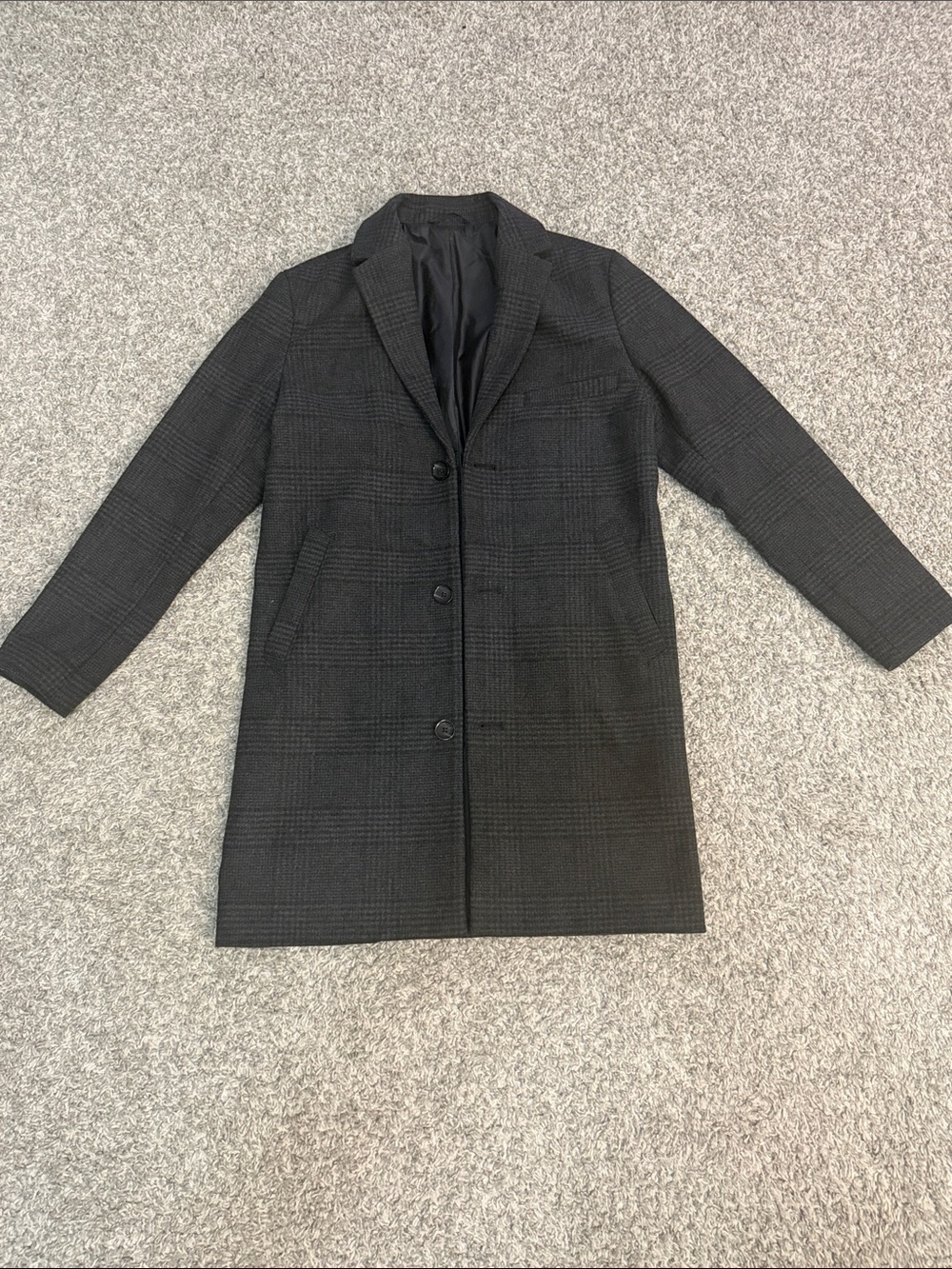 Men's Charcoal Plaid Overcoat